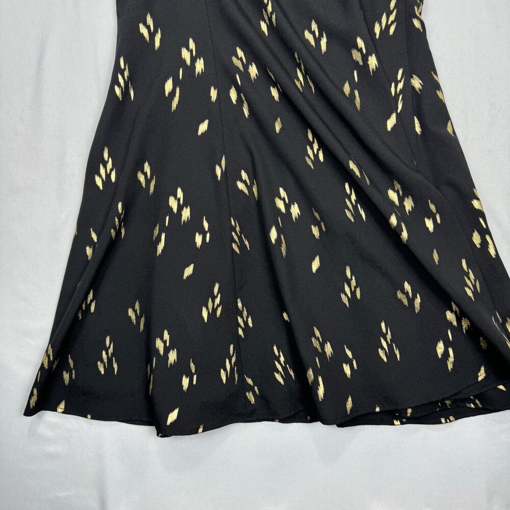 Everly Spaghetti Dress Black and Gold Size Large Racerback Knee Length Flare - Picture 6 of 16